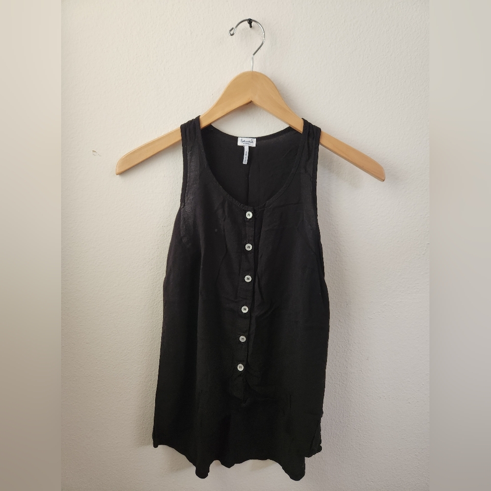 Splendid Women's Sleeveless Tank‎ Top High Low Button-down Black Extra Small XS